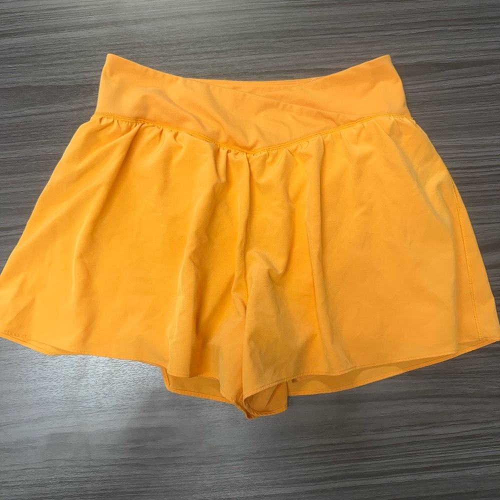 Women's High-Waist Athletic Shorts in Bright Orange